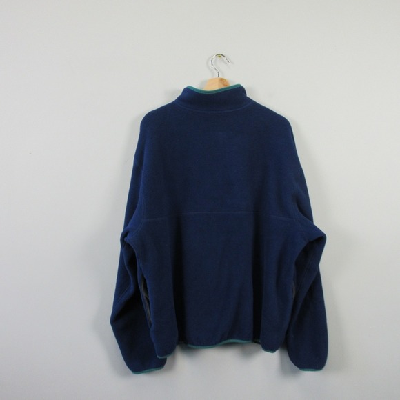 LL Bean Adults' Bean's Classic Fleece Pullover Unisex M XL Blue Snap Half 428 - Picture 2 of 16